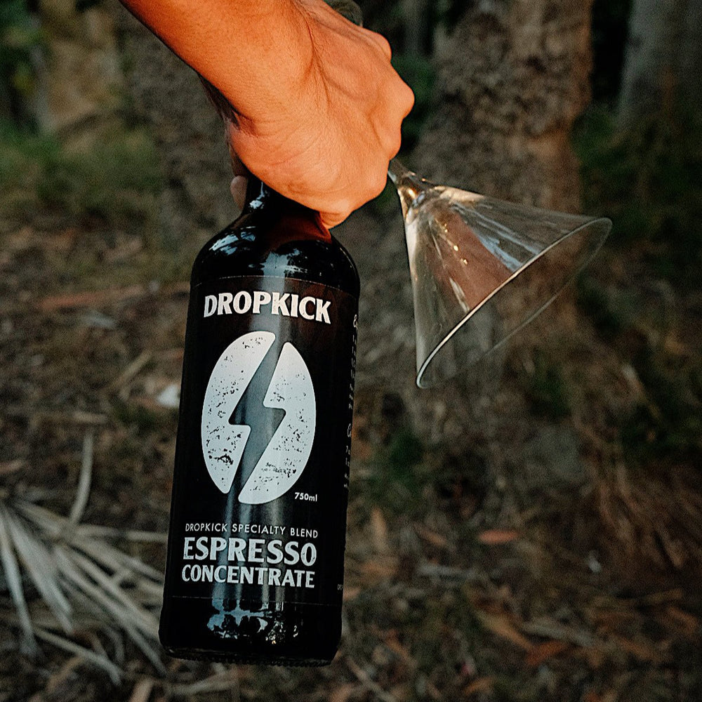 DropKick Espresso Concentrate 750 ml bottle in the woods